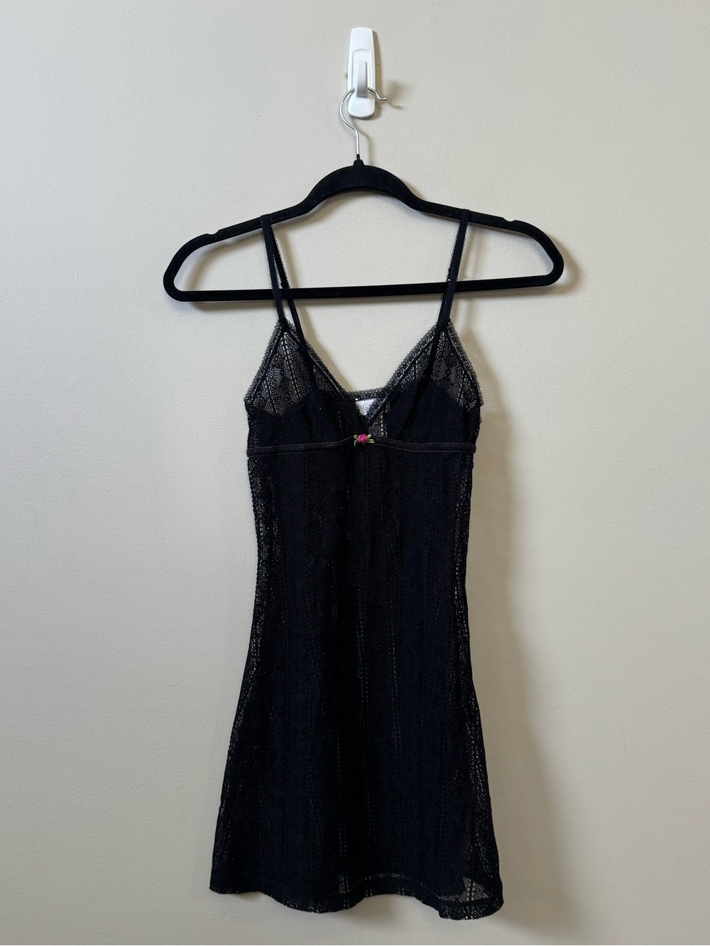 La Senza Y2K black mesh lace style mini slip lingerie dress